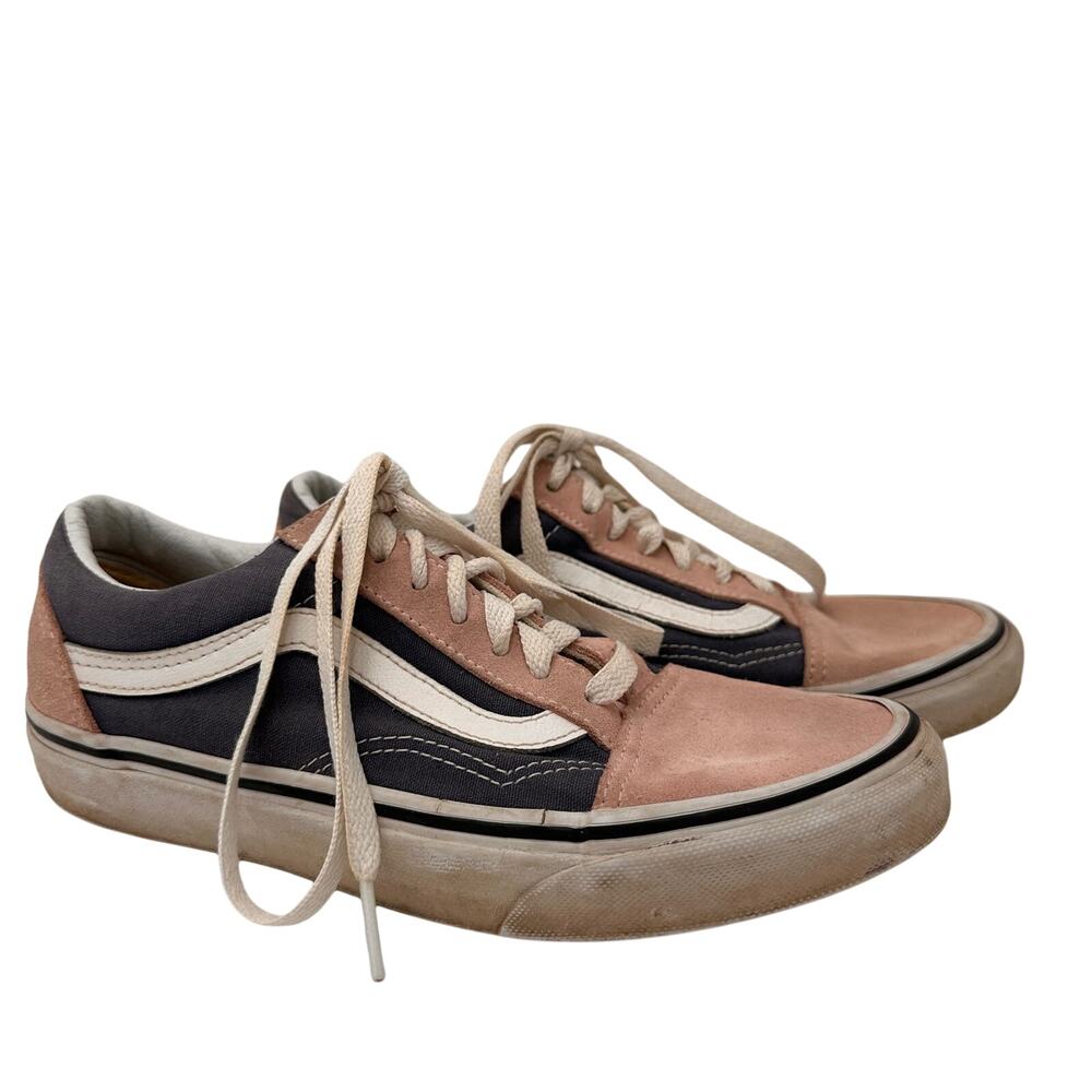 Vans Off the Wall Olk Skool Pink & Grey Suede Skateboard Shoes Size 7